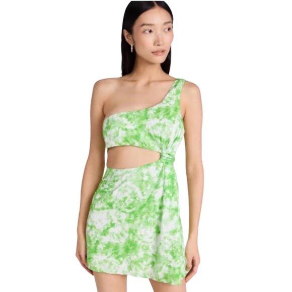 For The Love Of Lemons  Green Devon Cut Out One Shoulder Mini Dress Size S - Picture 9 of 16
